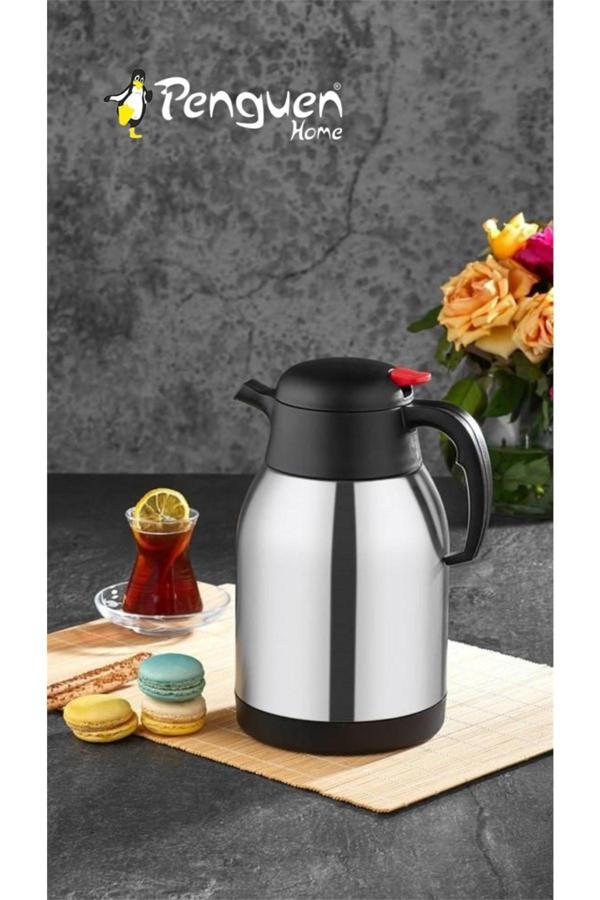 Beyaz Pırıltı Penguen 2 Lt Paslanmaz Çelik Termos 18/10 304 Kalite - Image 1