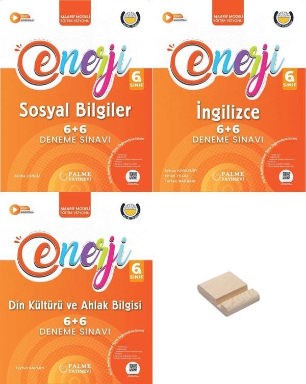 Palme 6. Sınıf Enerji 6+6 Sosyal Din ve İngilizce Deneme Sınavı 3lü Set + Telefon Standı - Palme Yayınları - Image 1