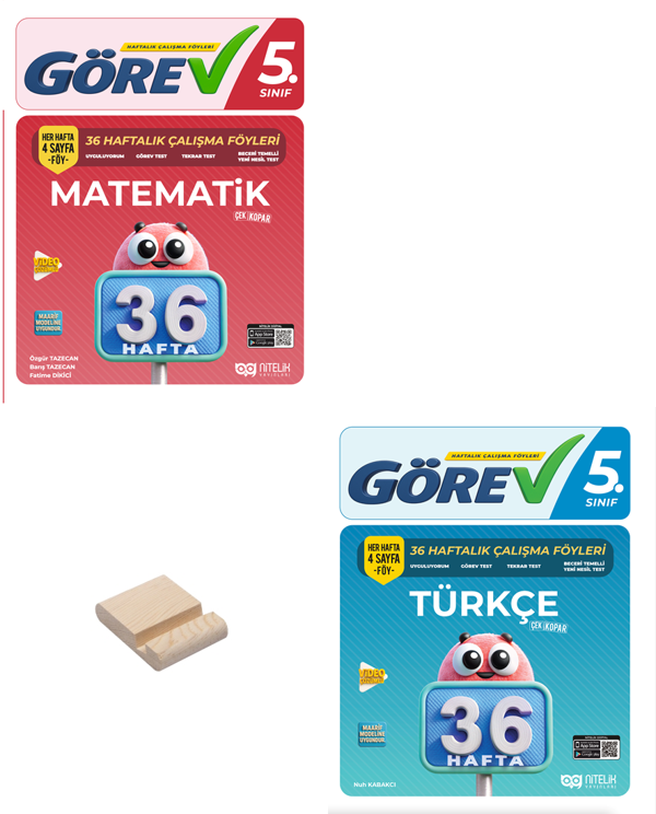 Nitelik 5. Sınıf Matematik ve Türkçe 36 Haftalık Görev Föyleri + Telefon Standı - Nitelik Yayınları - Image 1