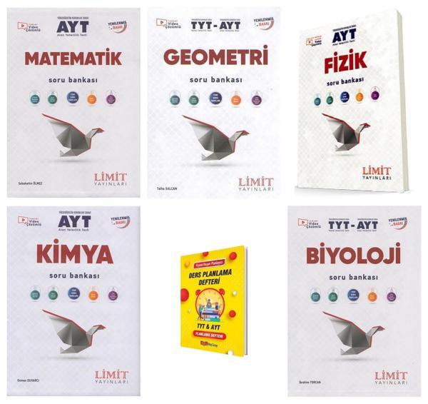 Limit AYT Matematik Geometri Fizik Kimya ve Bİyoloji Soru Bankası 5li Set + Telefon Standı - Limit Yayınları - Image 1