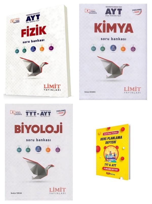 Limit AYT Fizik Kimya ve Biyoloji Soru Bankası 3lü Set + Planlama Defteri  - Limit Yayınları - Image 1