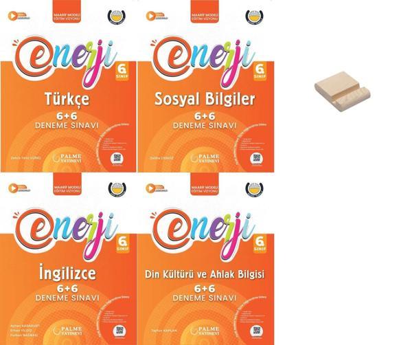 Palme 6. Sınıf Enerji 6+6 Türkçe Sosyal Dİn ve İngilizce Deneme Sınavı 4lü Set + Telefon Standı - Palme Yayınları - Image 1