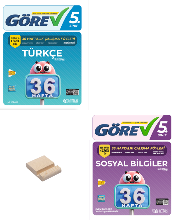 Nitelik 5. Sınıf Türkçe ve Sosyal Bilgiler 36 Haftalık Görev Föyleri + Telefon Standı - Nitelik Yayınları - Image 1