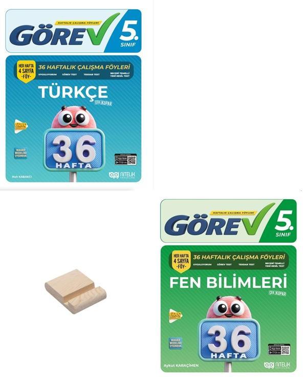 Nitelik 5. Sınıf Türkçe ve Fen Bilimleri 36 Haftalık Görev Föyleri + Telefon Standı - Nitelik Yayınları - Image 1