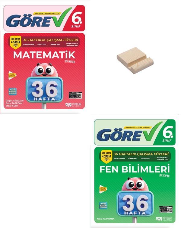 Nitelik 6. Sınıf Matematik ve Fen Bilimleri 36 Haftalık Görev Föyleri + Telefon Standı - Nitelik Yayınları - Image 1