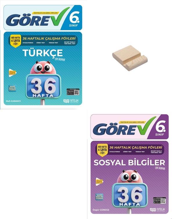 Nitelik 6. Sınıf Türkçe ve Sosyal Bilgiler 36 Haftalık Görev Föyleri + Telefon Standı - Nitelik Yayınları - Image 1