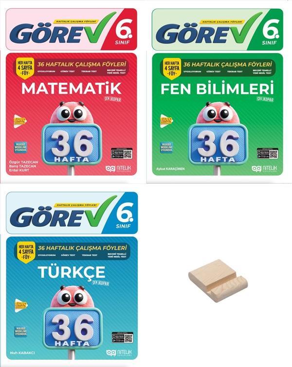 Nitelik 6. Sınıf Matematik Fen ve Türkçe 36 Haftalık Görev Föyleri 3lü Set - Nitelik Yayınları - Image 1