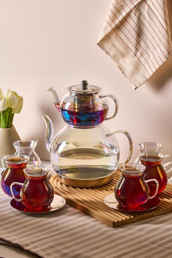 Mutfaksultani Keyf-İ Ala Luster Premium 20 Parça Indüksiyon Tabanlı Borosilikat Çay Seti - Image 1