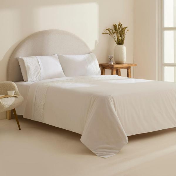 Karaca Home Elaria Dantelli Çift Kişilik Nevresim Takımı Beyaz - Image 1