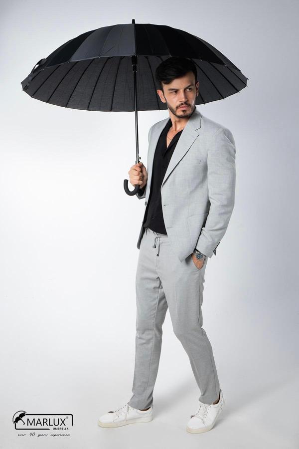 Siyah Protokol Baston 24 Tel Otomatik Erkek Şemsiye M21mar24telr001 M21MAR24TEL - Image 1