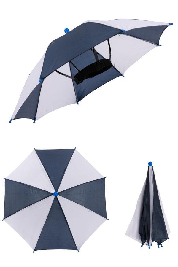 Marlux Kafaya Takılan Şapka Şemsiye Gölgelik Plaj Yazlık Kafa Şemsiyesi Lacivert Beyaz KAFASEMS001BW - Image 1