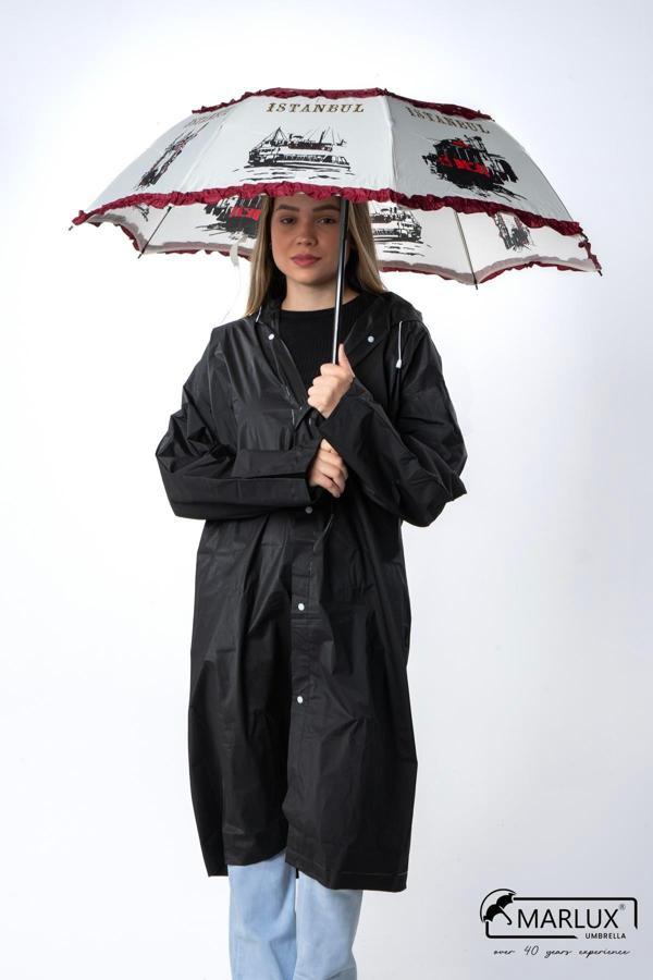 Marlux İstanbul Figürlü Bordo Kadın Şemsiyesi M21MAR109R001 - Image 1