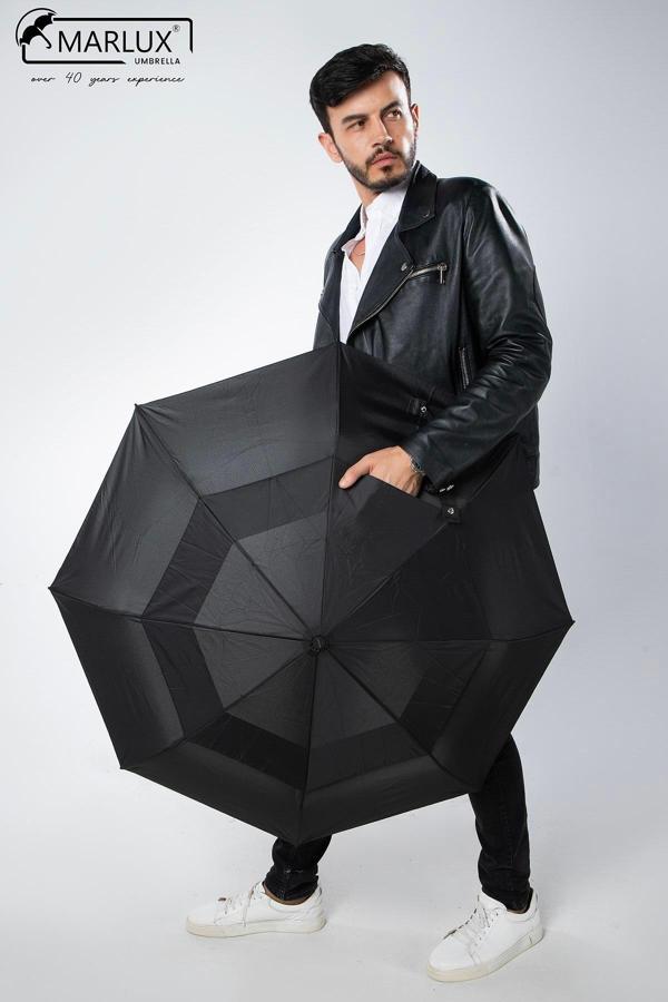 Marlux 8 Telli Tam Otomatik Rüzgara Dayanıklı Yapı Kılıflı Şemsiye Siyah MPR2001 - Image 1