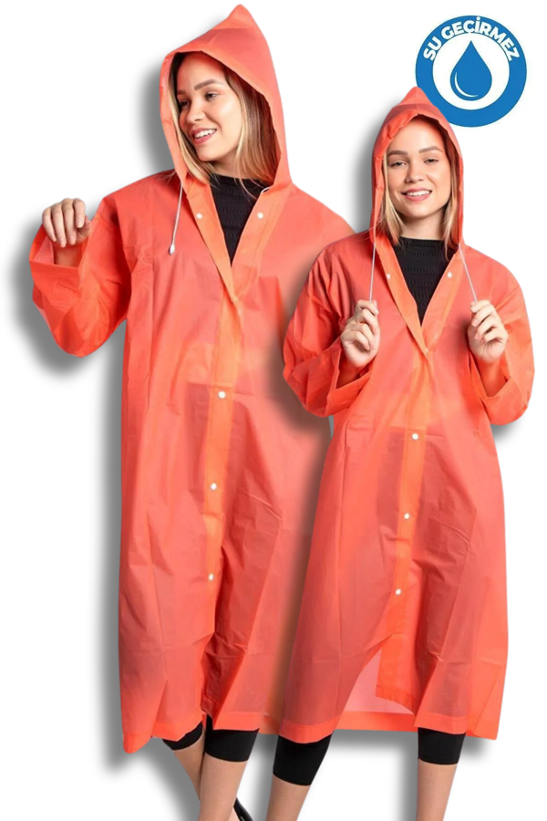 Kadın Erkek Yağmurluk Kapüşonlu Çıtçıtlı Eva Turuncu Yağmurluk BYMMRC881R14 - Image 1