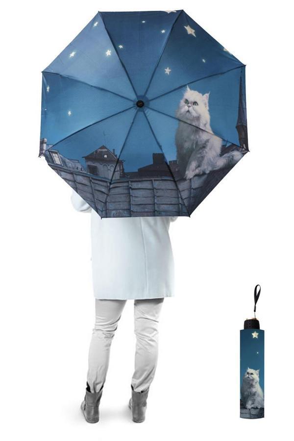 Marlux Gökyüzü ve Beyaz Kedi Yarasa Model 8 Telli Rüzgara Dayanıklı Manuel Şemsiye 379R01 - Image 1