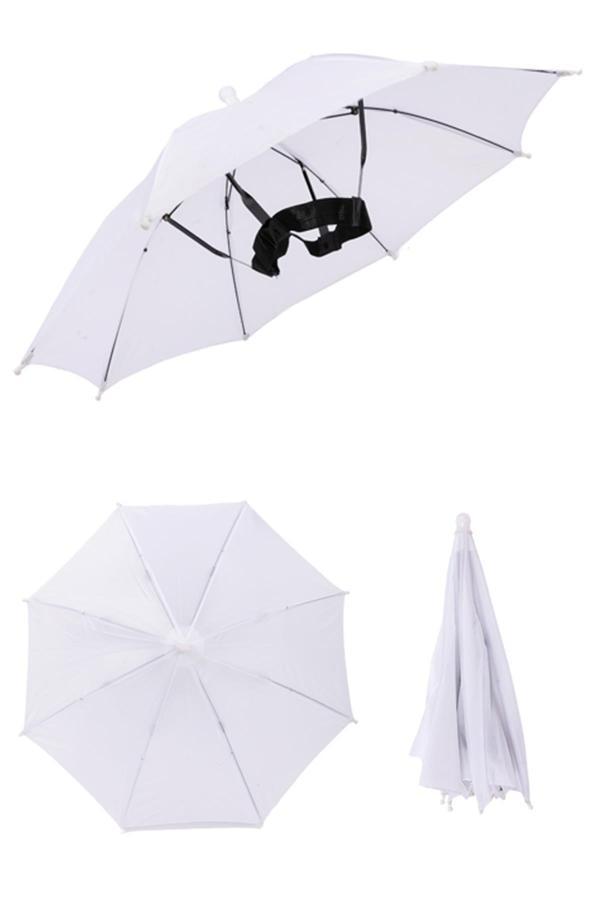 Marlux Kafaya Takılan Şapka Şemsiye Gölgelik Plaj Yazlık Kafa Şemsiyesi Beyaz KAFASEMS001W - Image 1