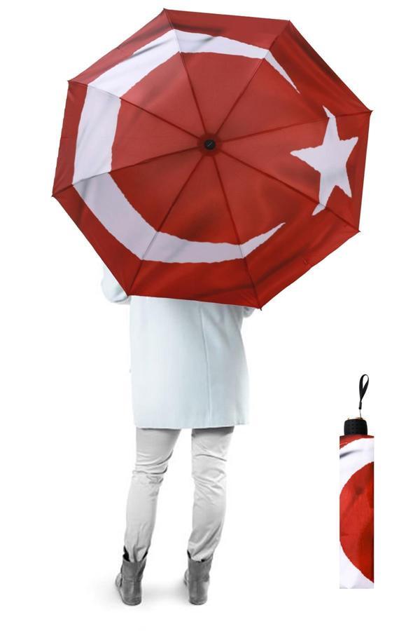 Marlux Türk Bayrağı Canlı Renk Baskılı Rüzgara Dayanıklı 8 Telli Katlanabilir Manuel Şemsiye - Image 1