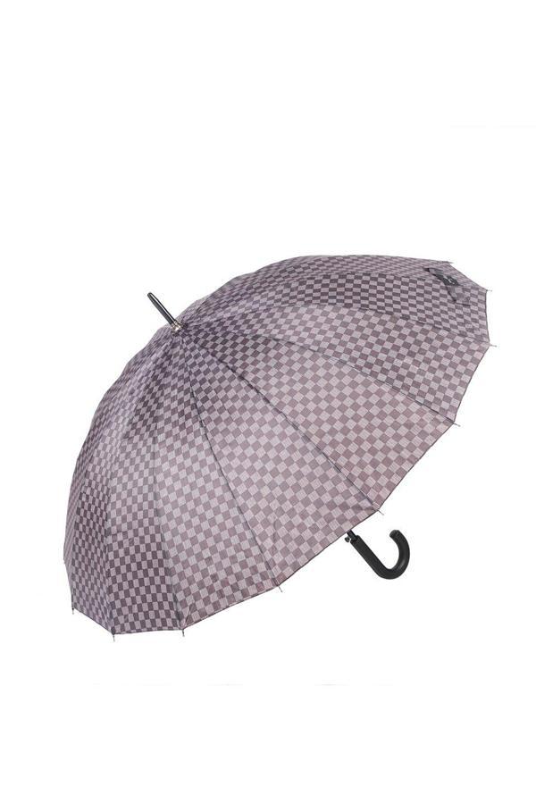 Marlux Rst  Gri Kareli Ekose Fiber 16 Telli Erkek Baston Şemsiye M21MARRST02R005 - Image 1