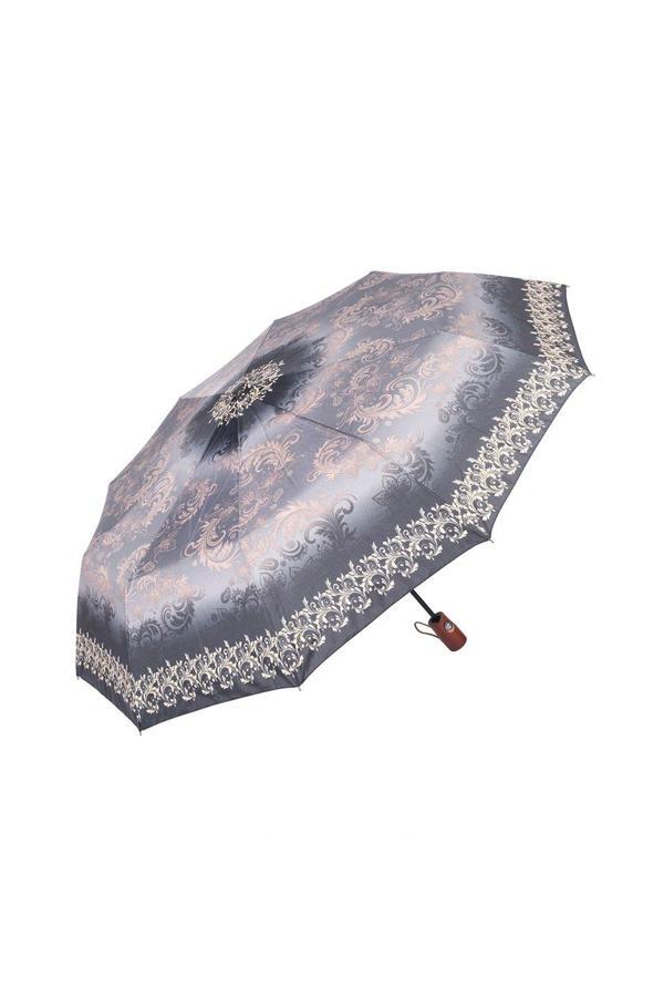 Marlux Gri Desenli Ahşap Saplı Tam Otomatik Premium Lüks Kadın Şemsiye M21MAR1002LR006 - Image 1