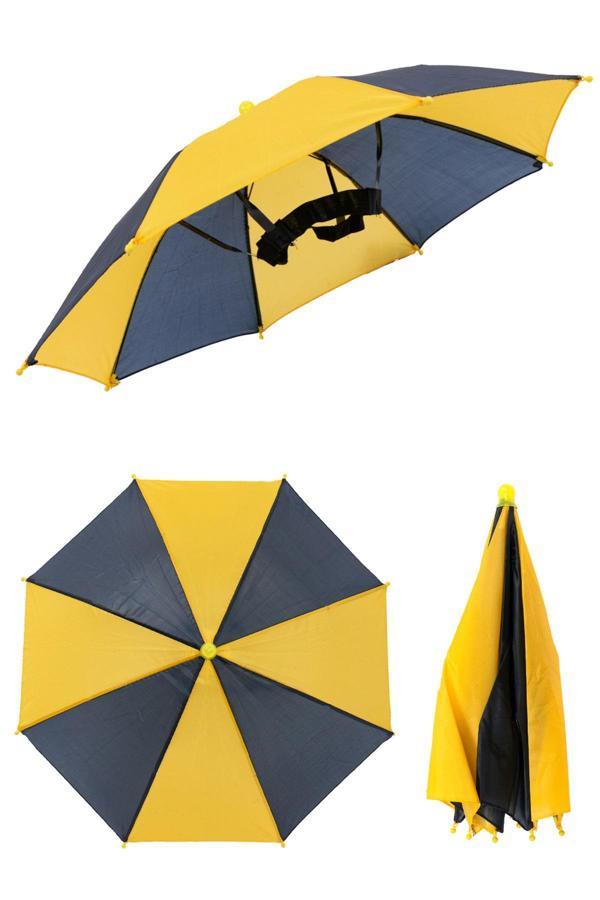 Marlux Kafaya Takılan Şapka Şemsiye Gölgelik Plaj Yazlık Kafa Şemsiyesi Sarı Lacivert KAFASEMS001SL - Image 1