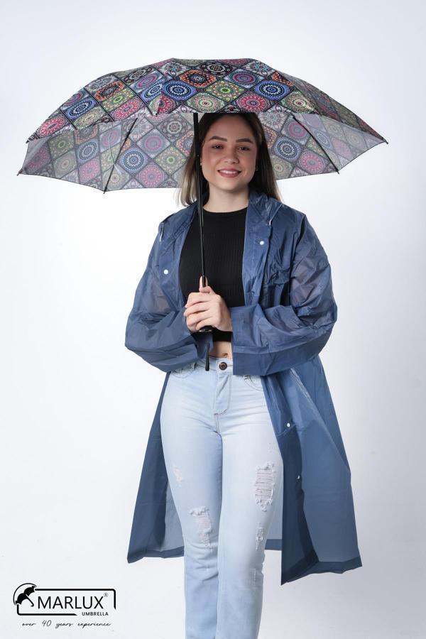 Marlux Etnik Desenli 8 Telli Manuel Rüzgara Dayanıklı Şemsiye M21MAR604R01 - Image 1