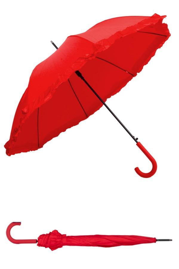 Marlux Baston Tip Rüzgara Dayanıklı 8 Fiber Telli Kadın Şemsiye Kırmızı 10132A - Image 1