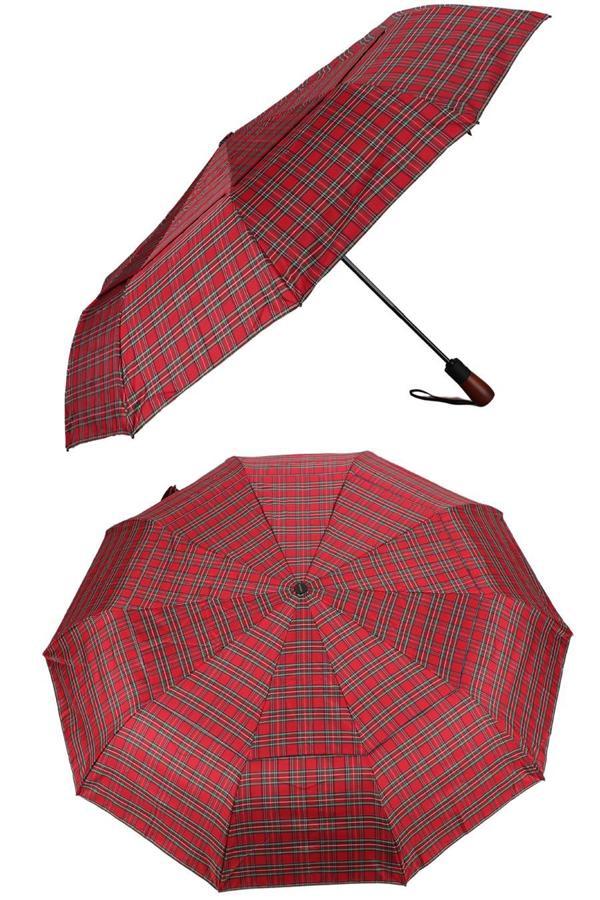 Marlux Ekstra Güçlendirilmiş Tam Otomatik Ahşap Sap Rüzgar Şemsiyesi 10 Fiber Tel Kırmızı MPR2012E - Image 1