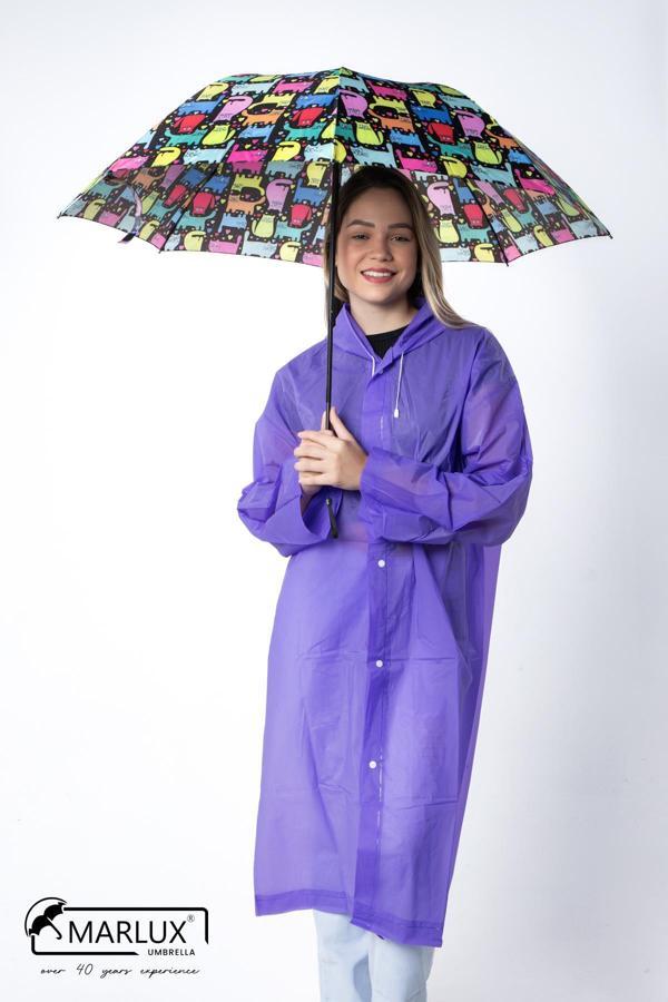 Marlux Renkli Kedi Desenli 8 Telli Manuel Rüzgara Dayanıklı Şemsiye M21MAR605R01 - Image 1