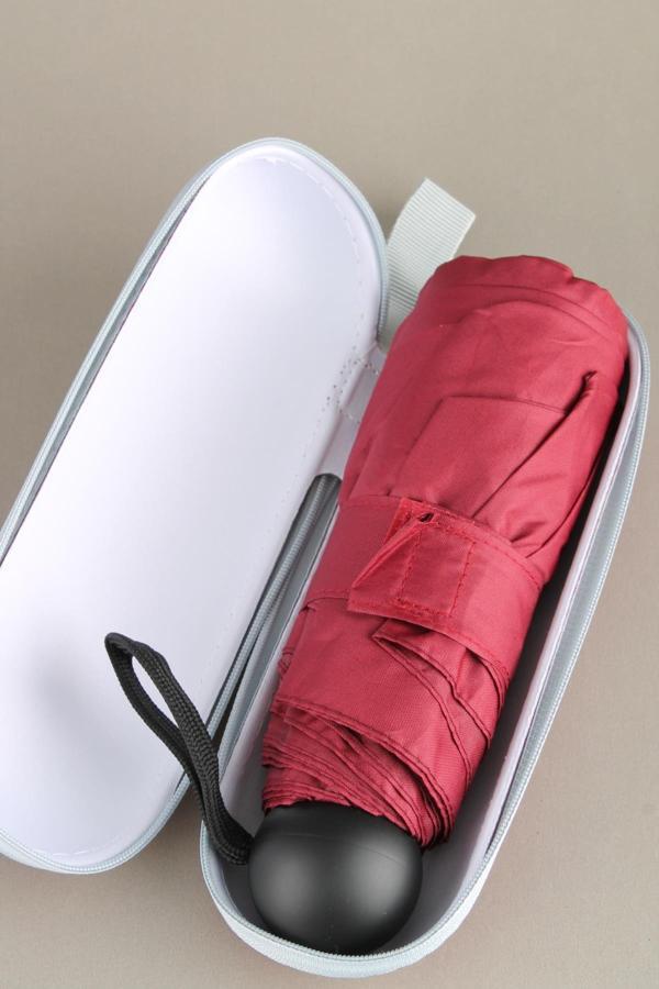 Marlux Mini Süper Çantalı Fermuarlı Kılıflı Rüzgar Koruma 8 Fiber Telli Şemsiye Bordo 214ML Kapsül Şemsiye - Image 1