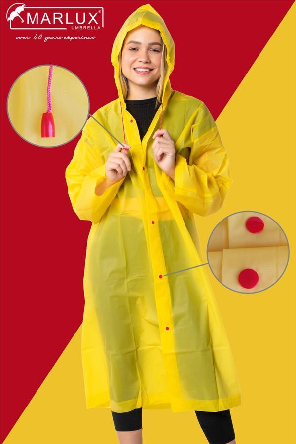Marlux Unisex Su Rüzgar Geçirmez Kapüşonlu Kırmızı Çıtçıt Düğmeli Eva Sarı Kırmızı Yağmurluk 24MRLXYGM - Image 1