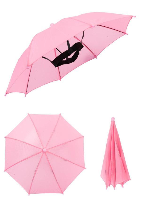 Marlux Kafaya Takılan Şapka Şemsiye Gölgelik Plaj Yazlık Kafa Şemsiyesi Pembe KAFASEMS001P - Image 1