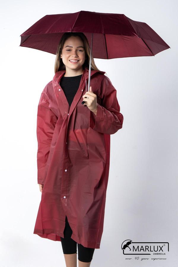 Marlux 8 Telli Manuel Rüzgara Dayanıklı Kılıflı Şemsiye Bordo MPR2003 - Image 1