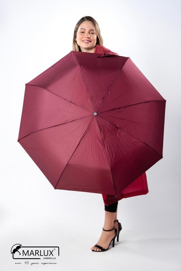 Marlux 8 Telli Tam Otomatik Rüzgara Dayanıklı Özel Sap Tasarımlı Şemsiye Bordo MPR2004 - Image 1