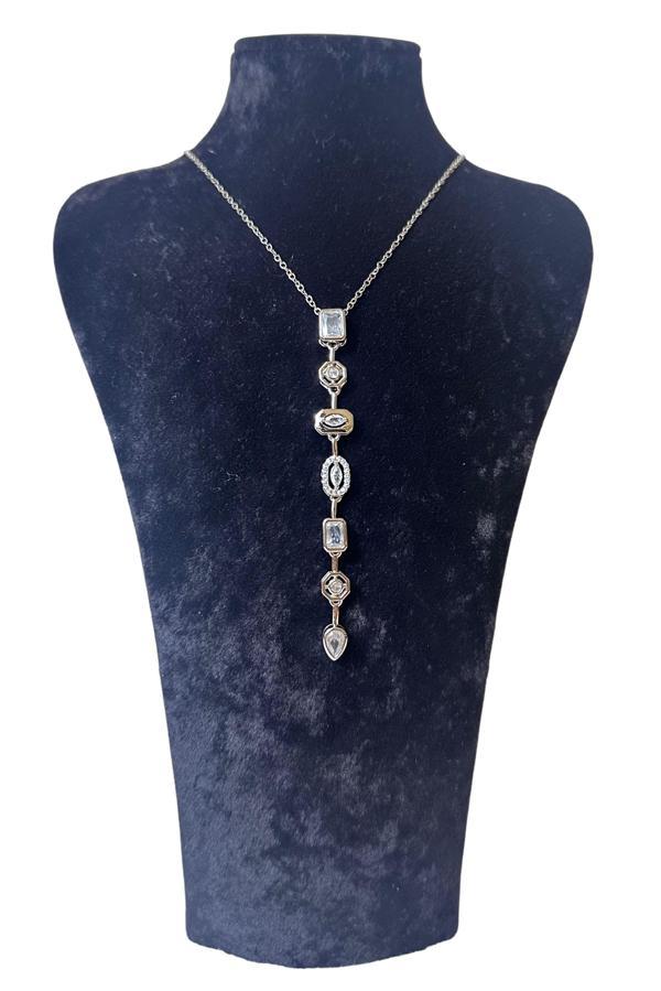 Uretti - Melik 9215 Yedi Element Taşlı Çelik Y Kolye - Image 1