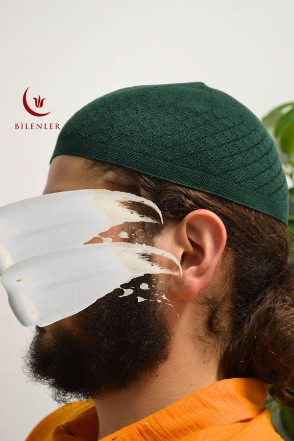 Erkek İnce Orlon Takke – Makine İşi El Örmesi, Standart Beden - Image 1