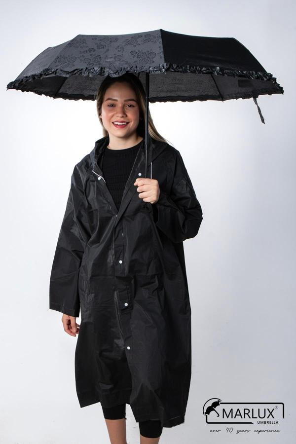 Marlux Siyah  Gizli Çiçek Desenli Tam Otomatik Kadın Şemsiye M21MAR5246LR001 - Image 1