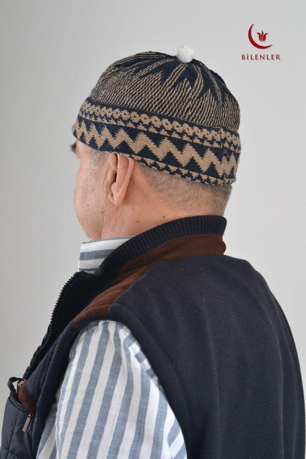 Kırçıllı Triko Örme Hacı Takkesi Standart Beden - Image 1