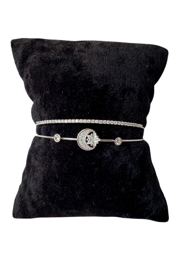 Uretti - Melik 9215 Zirkon Taşlı Ay Yıldız ve Su Yolu Model Bileklik - Image 1