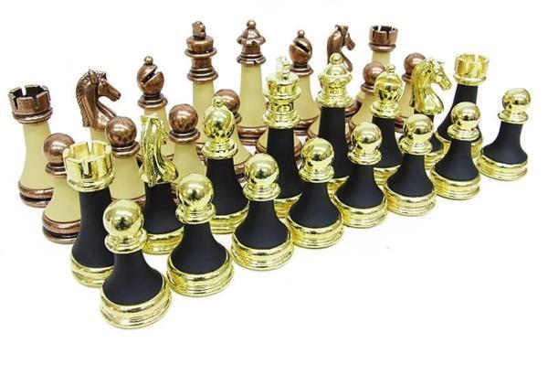 Satranç Taşı Zamak Polyester Krem Siyah - Image 1