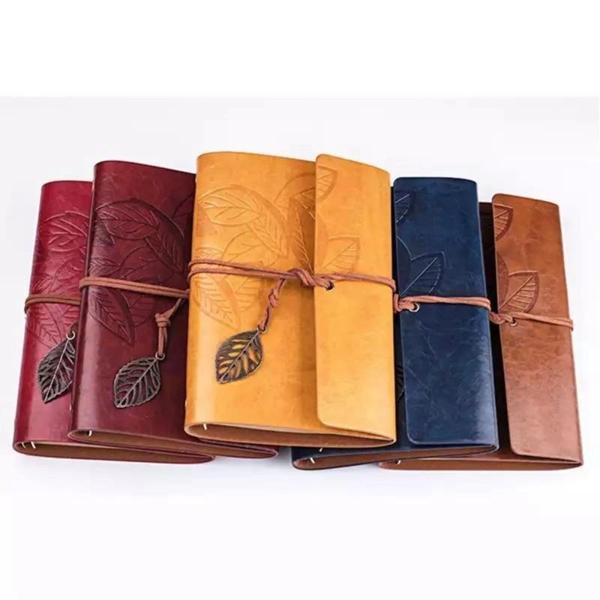 Yaprak Kabartmalı Deri Hatıra Defteri - Image 1