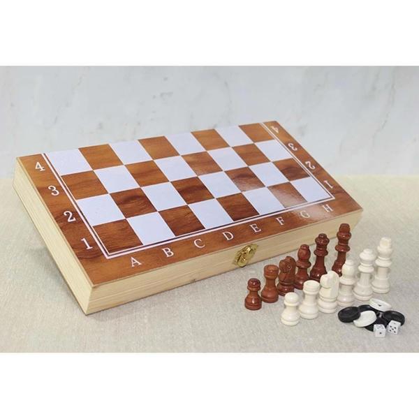 Ahşap Kutulu Satranç ve Tavla Seti - Image 1