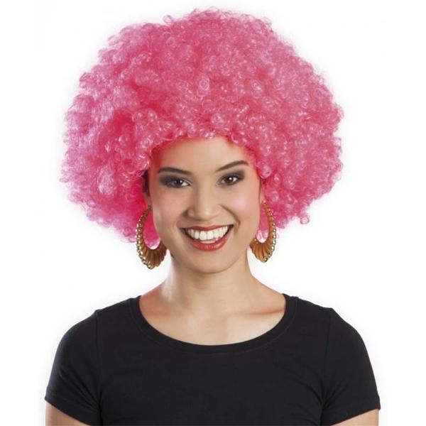 Pembe Renk Kıvırcık Afro Bonus Peruk - Image 1