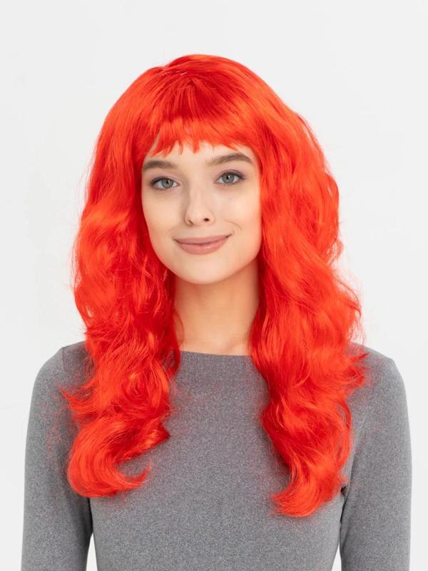 Kırmızı Renk Uzun Dalgalı Parti Peruğu - Image 1