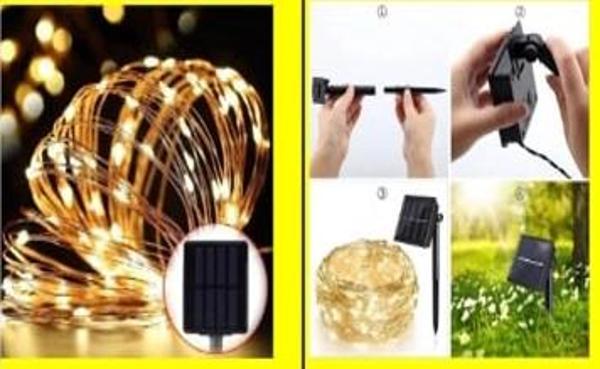 Solar Peri Led 20m 200 Led Gün Işığı Bahçe Aydınlatma Dekorasyon Güneş Enerjili - Image 1