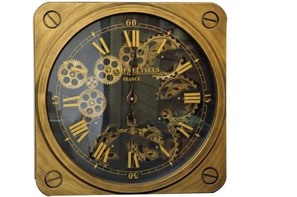 Saat Çarklı Kare Roma Rakamlı Duvar Saati Dekoratif Hediyelik - Image 1