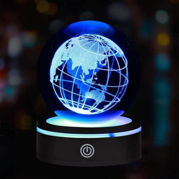 Dünya Tasarımlı Usb'li Dönen Cam Küre - Image 1