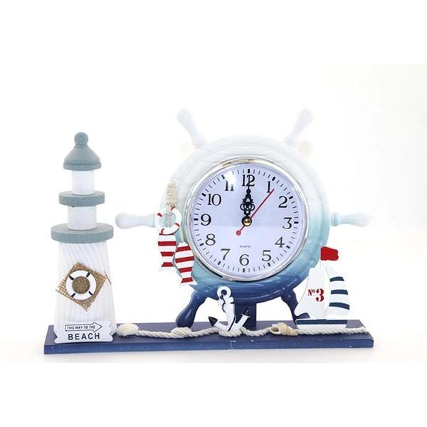 Ahşap Marin Deniz Feneri Dümenli Saat - Image 1