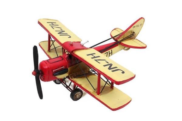 Dekoratif Metal Uçak Çift Kanatlı Biblo Dekoratif Hediyelik - Image 1