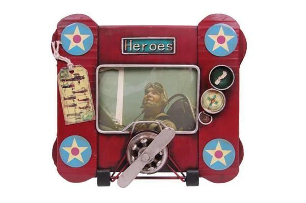 Dekoratif Metal Çerçeve Uçak Temalı Vintage Hediyelik - Image 1