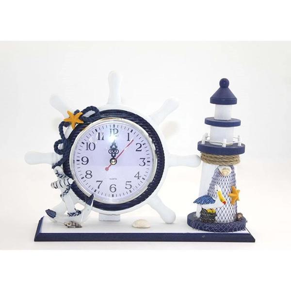 Ahşap Marin Deniz Feneri Dümenli Saat - Image 1